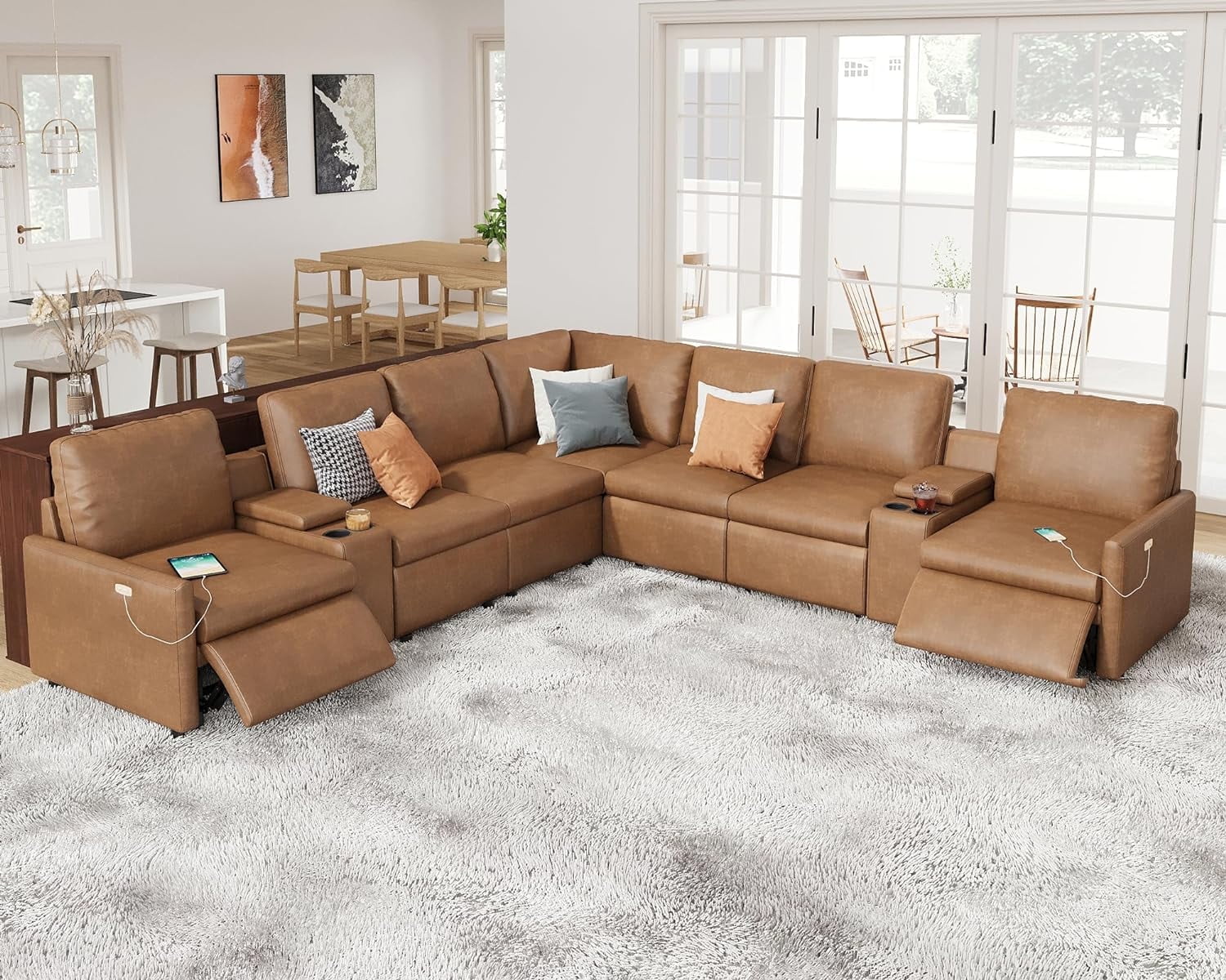 Power recliner sofa with cup holder and usb hotsell