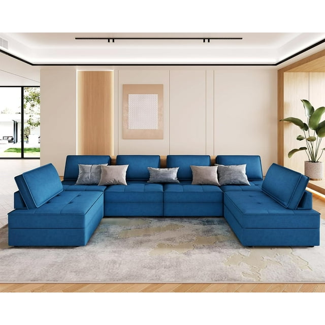 PaPaJet Sectional Sofa, 6 Seater Couch- Convertible U Shaped Sectional ...