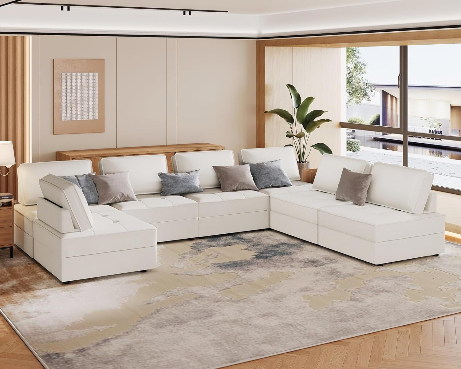 PaPaJet Sectional Sofa, 7 Seater Couch- Convertible U Shaped Sectional ...