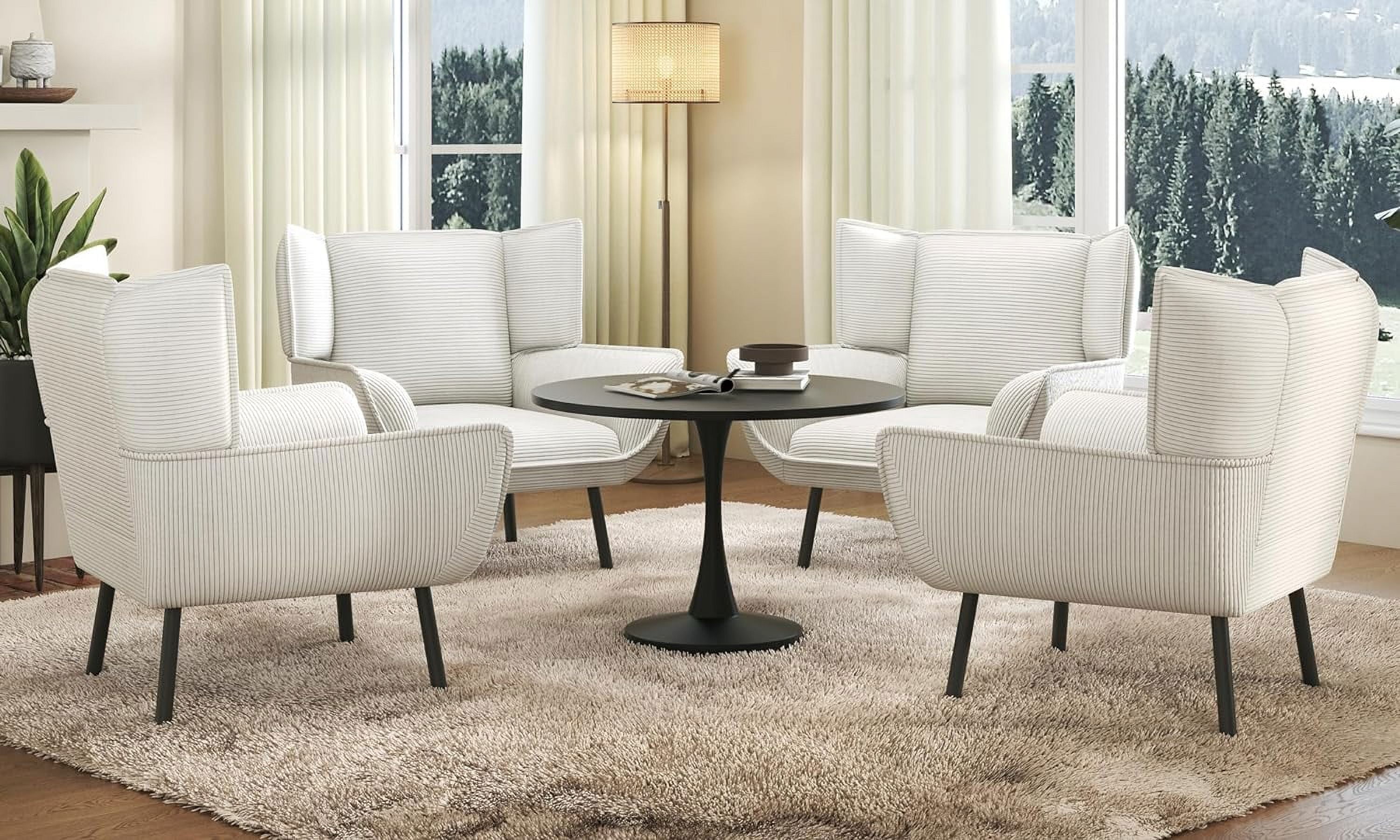 Merluxy Upholstered Living Room Chair with High Wingback, White Comfy ...