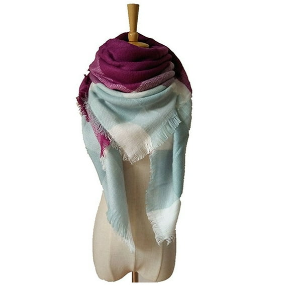 PaZinger Women's Warm Plaid Large Tartan Scarf Cape Blanket Scarves Fashion Wrap Shawl