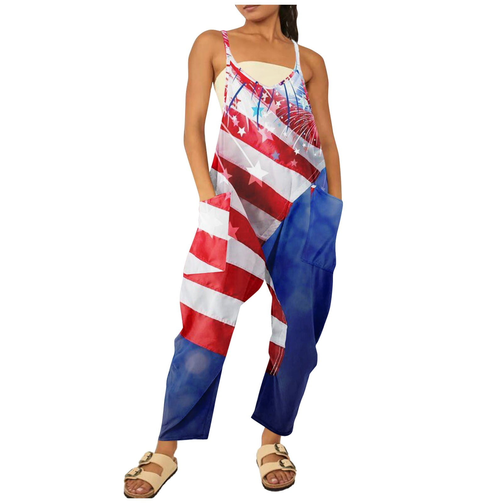 Clothing 4th Of July Women's Romper Red White And Blue