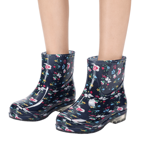 Paaisye Adult Rain Boots Ankle Rubber Rain Boots for Women Waterproof Lightweight Non Slip Short Booties Wide Opening Comfortable Garden Shoes for Ladies Outdoor Yard Work Wet Grass,Blue 37(US-6)