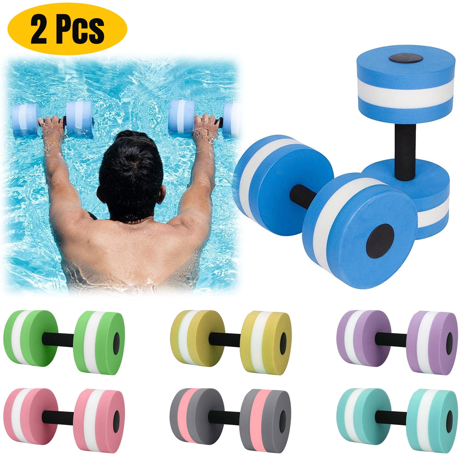 Paaisye Aquatic Exercise Dumbbells, 2PCS Aqua Fitness Barbells, High