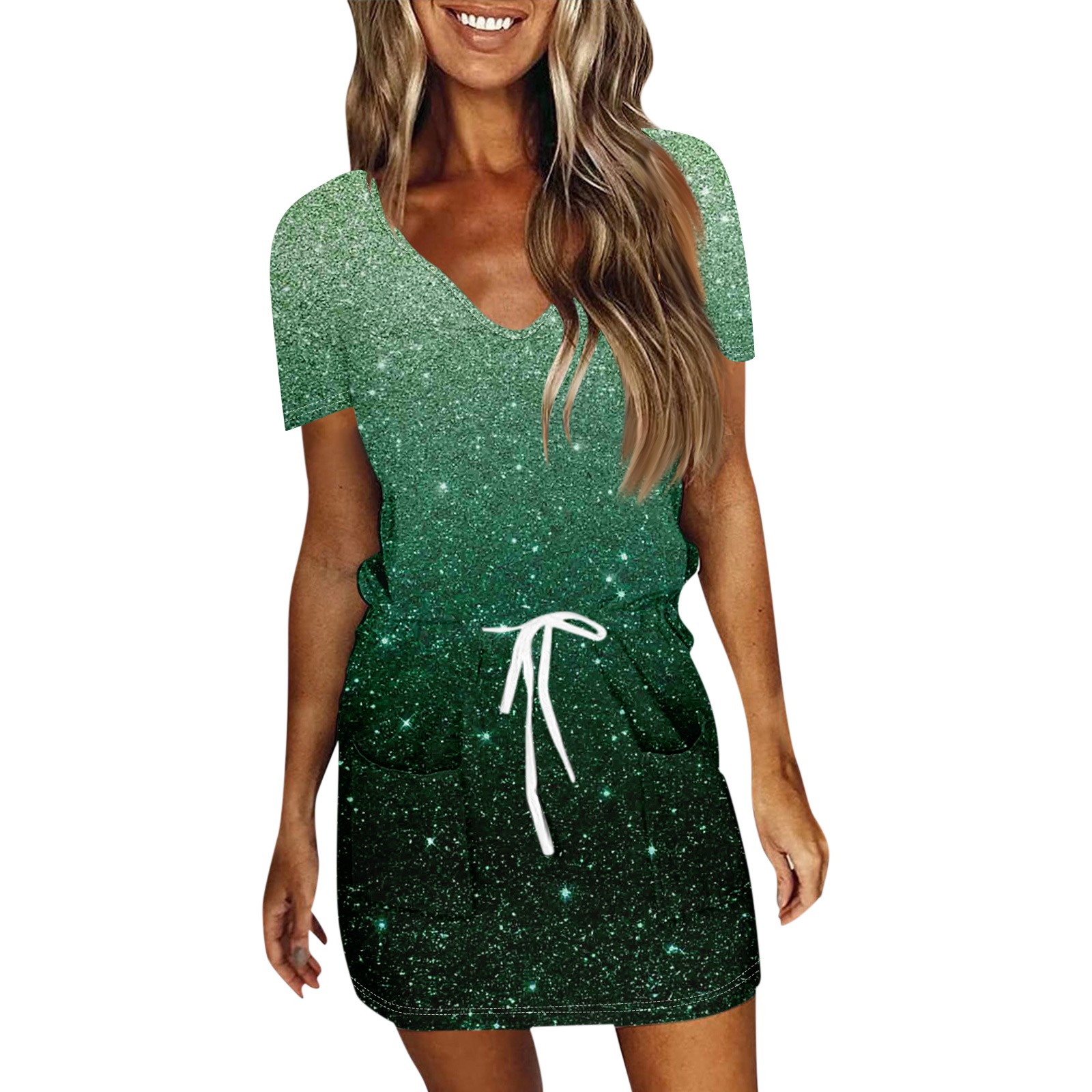 Paaisye Summer Short Sleeve Dresses for Women 2024 Casual Pleated Dress