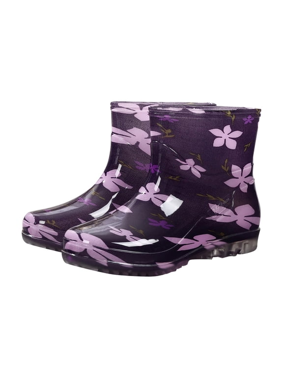 Women's Rain Boots Short Rubber Waterproof Ankle Boots Non-Slip Lightweight Durable Comfortable for Women Garden Farm Outdoor Work Hiking,Purple 39(US-8.5)10.04"