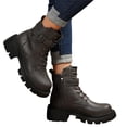 thumbnail image 1 of Paaisye Womens Boots Ankle Booties Women's Boots Chunky Heel Side Zipper Slip Resistant Cushioned Sole Comfortable Casual Work Fashion Ladies,Gray 36, 1 of 5