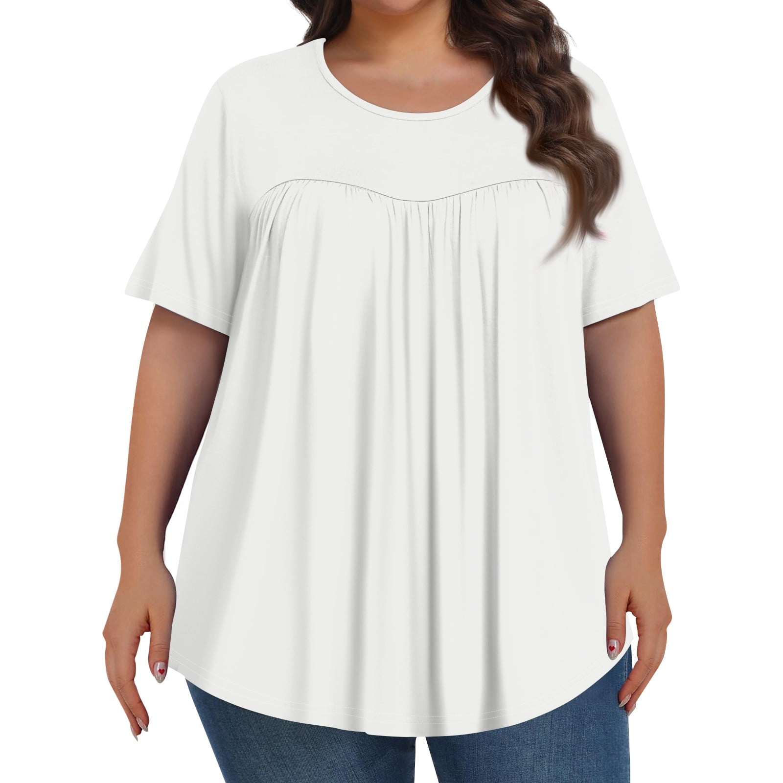 Paaisye Womens Plus Size Tops Summer Scoop Neck ElbowLength Sleeve