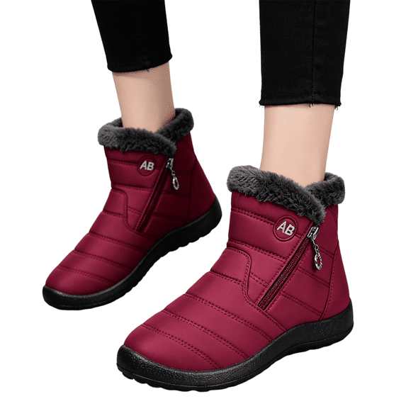 Paaisye Womens Snow Boots Waterproof Warm Faux Fur Lined Ankle Boots Non Slip Winter Shoes for Women Cold Weather Outdoor Walking Hiking,Red 40
