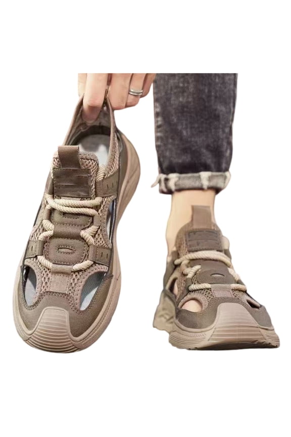 sandalias para hombre mens waterproof sandals Non-Slip Fisherman Sandals for Men Lightweight Breathable Outdoor Summer Shoes for Beach Travel Casual Wear,Brown 42