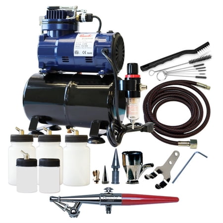 Paasche Airbrush H-300R 3 oz Bottles H-3AS, D3000R Compressor 3 Extra AC-7 Cleaning Kit
