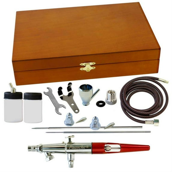 Paasche Airbrush MIL-3WC Wood Box Set with Mil All Three Heads