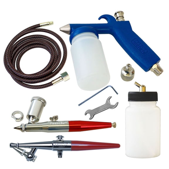 HAPK  Paasche Air Brush Perfect For Airbrushers With Many Different Applications Features Two Airbrushes And One Striper Cover , 62 Sprayer / Fp Flow Pencil /  3 Oz Bottle Assembly And 6 Ft Braided...