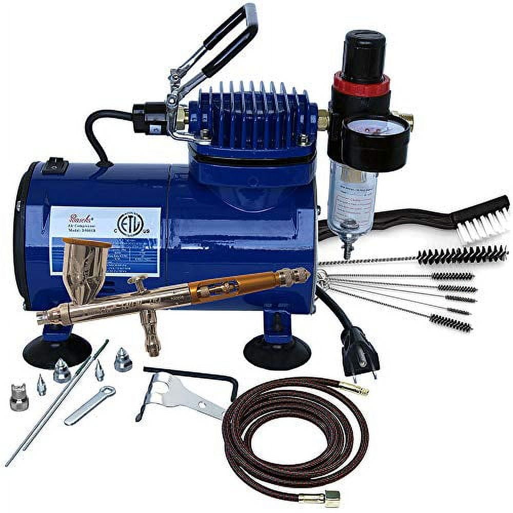 Master Airbrush Multi-Purpose Gold Airbrushing System Kit with Portable  Mini Air Compressor - Gravity Feed Dual-Action Airbrush, Hose,  How-To-Airbrush