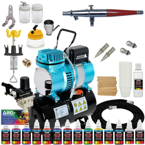 Paasche VL Airbrush Paint Set with Compressor with 12 Color US Art Supply Paint Set