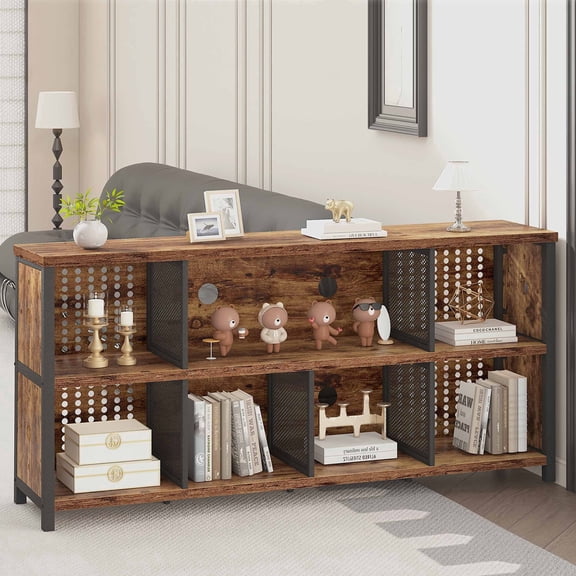 Paasyonmate 8 Cube 2-Tier Open Storage Organizer, 63 inch Heavy Duty Horizontal Console Tables