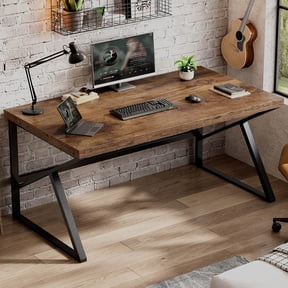 Paasyonmate 60"Computer Desk, Large Office Desk with Metal Legs, Rustic Brown
