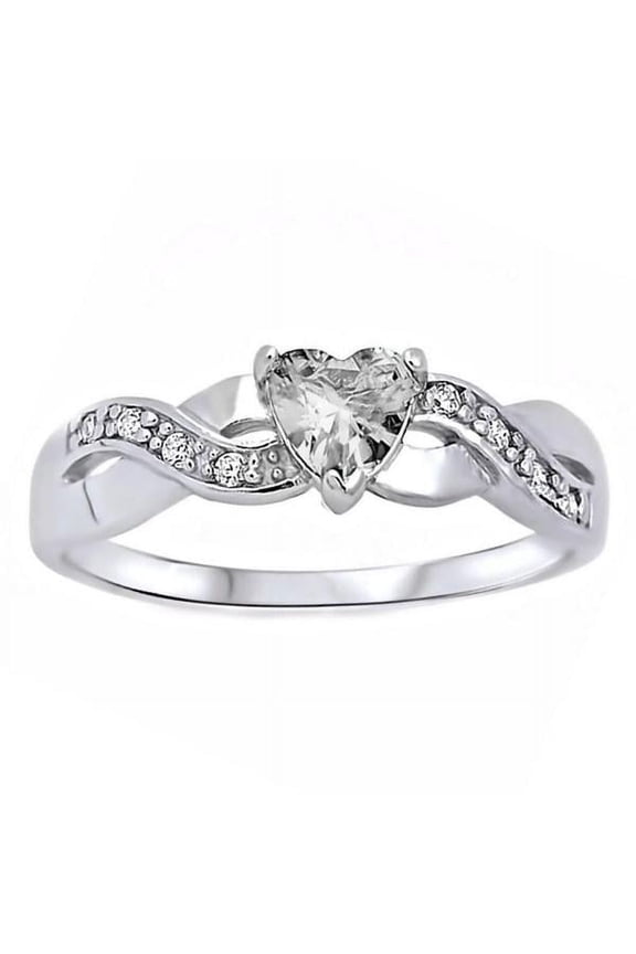 Pabla: 0.6ct Heart-cut Ice on Fire CZ Crossover Infinity Promise Ring Sterling Silver sz 12.0