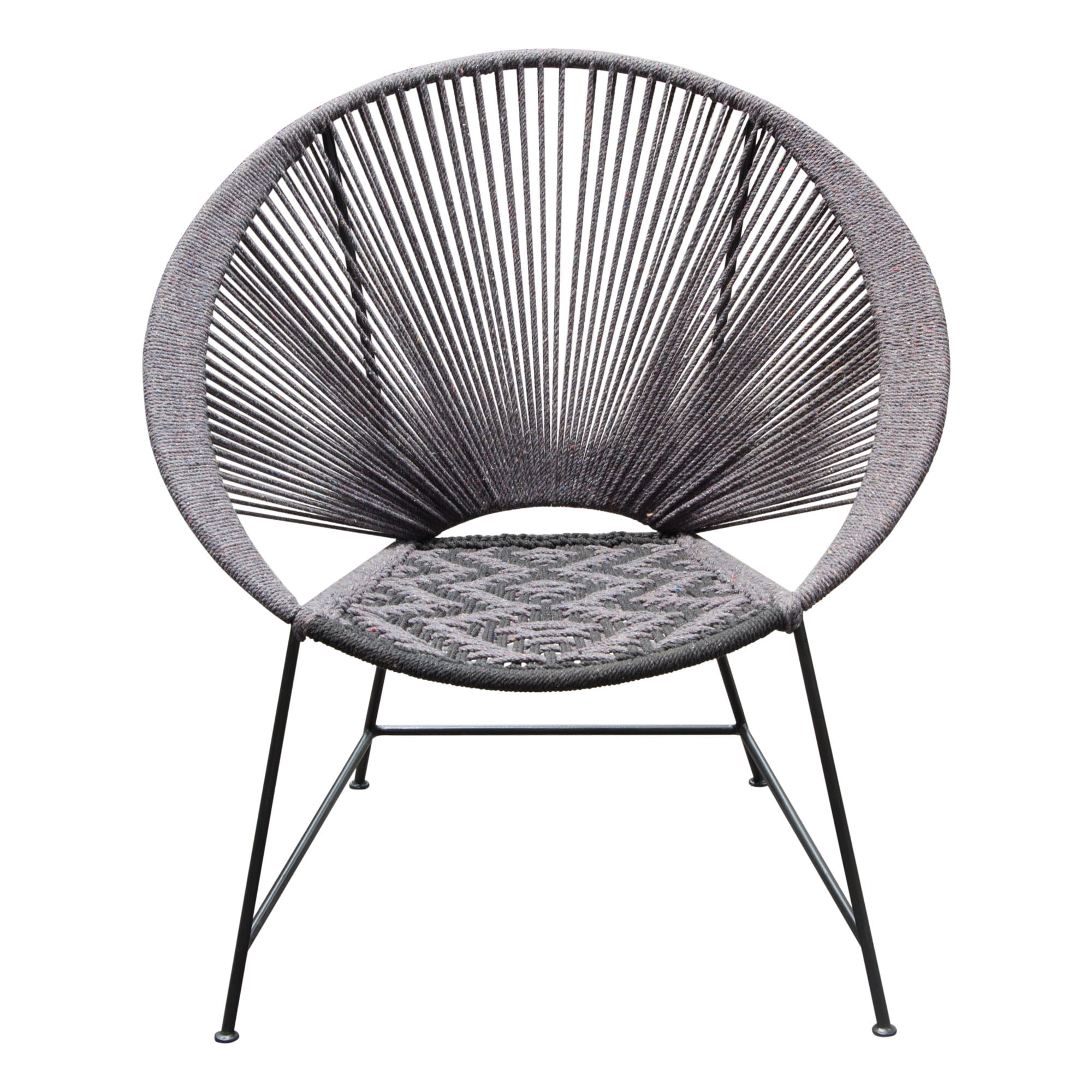 Pablo 2-Pack Accent Chairs in Black/Grey Rope w/ Black Metal Frame by Diamond Sofa