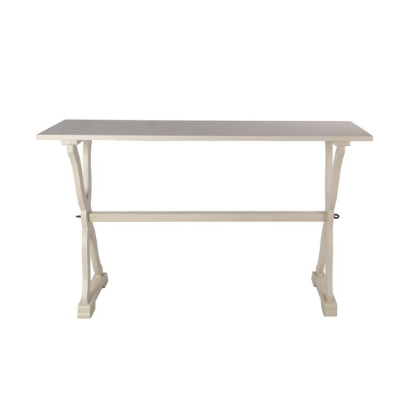 Pablo 48 Inch Classic Accent Console Table, Crossed Legs, Crisp White Rose