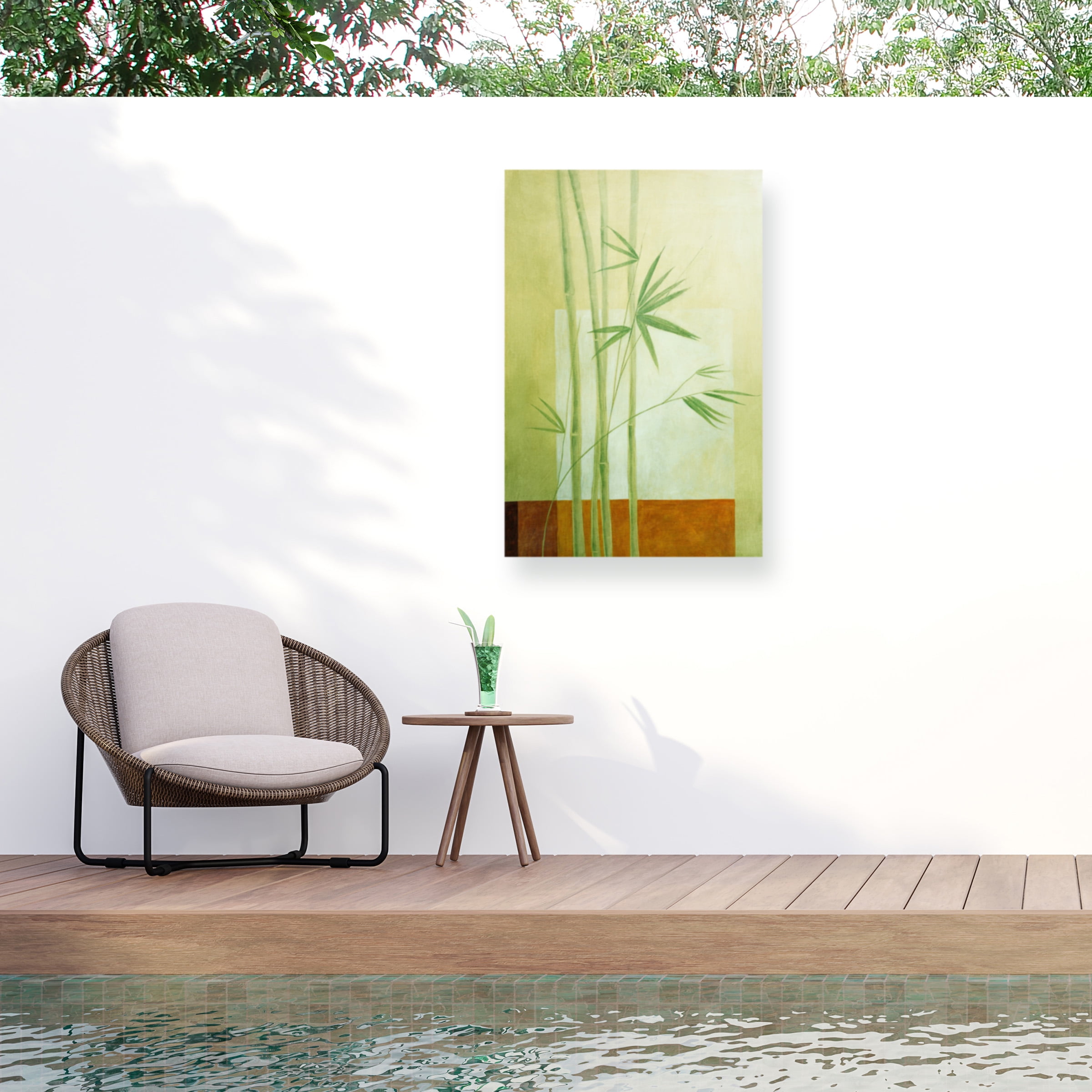 Pablo Esteban Bamboo Green Outdoor Canvas Print with Aluminum Frame
