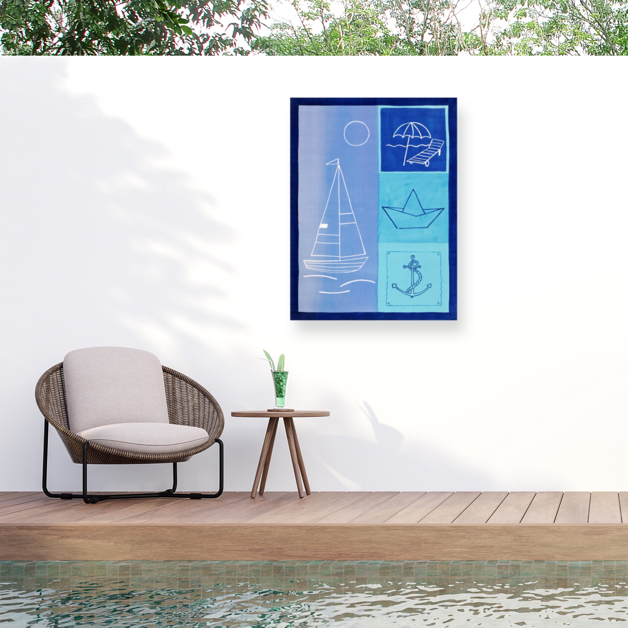 Pablo Esteban 'Nautical Theme In Blues' Outdoor Canvas