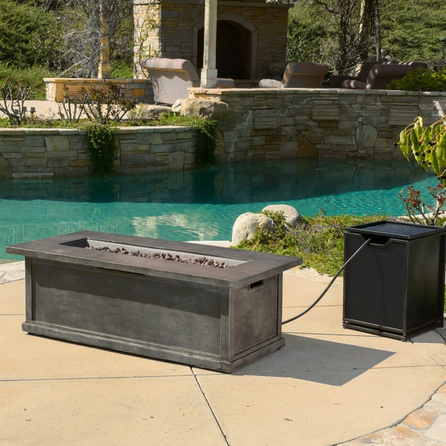 Pablo Outdoor 56" Rectangular Propane Fire Table, Gray