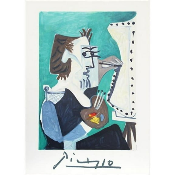 Pablo Picasso 14489 La Peintre- Lithograph on Paper 29 In. x 22 In. - Green- Brown- Gray