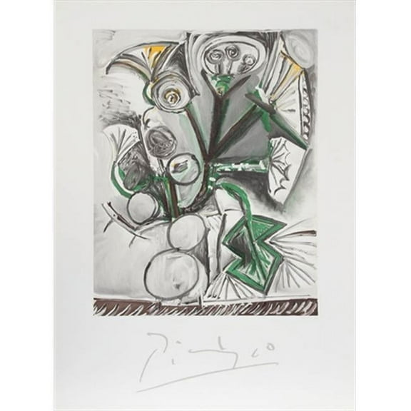 Pablo Picasso 14570 Le Bouquet- Lithograph on Paper 29 In. x 22 In. - Black- White- Green- Yellow