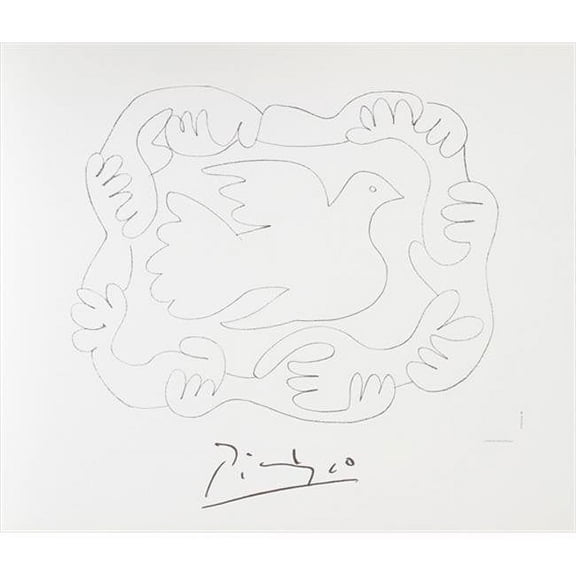Pablo Picasso 2027 Etudes De Mains et Colombe- Lithograph on Paper 29 In. x 22 In. - Black- White