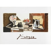 Pablo Picasso 2028 Nature Morte- Lithograph on Paper 29 In. x 22 In. - Orange- Gray- Black