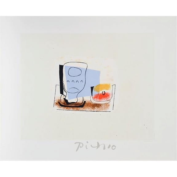 Pablo Picasso 2089 Nature Morte au Verre- Lithograph on Paper 29 In. x 22 In. - Blue- Black- Brown