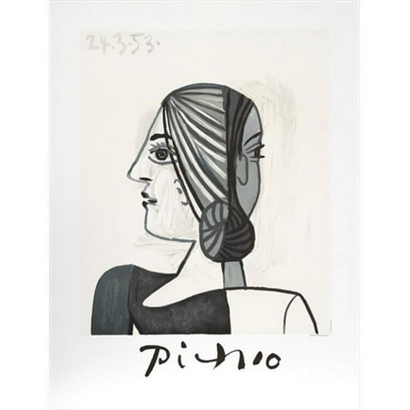 Pablo Picasso 2101 Tete- Lithograph on Paper 29 In. x 22 In. - Black- White