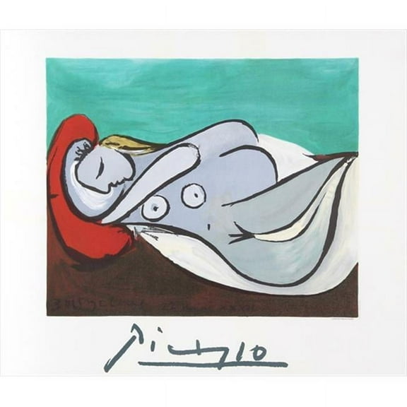 Pablo Picasso 22588 Formeuse a LOreiller- Lithograph on Paper 29 In. x 22 In. - Gray- Green- Red- Black