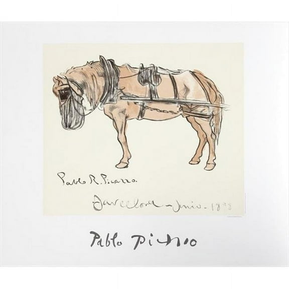 Pablo Picasso 46268 Cheval Attele- Lithograph on Paper 29 In. x 22 In. - Brown- Black- Beige