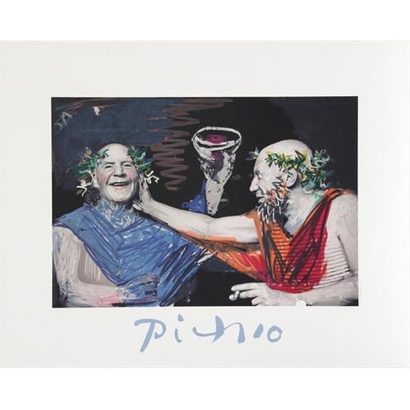 Pablo Picasso 47605 Photo Rehasse de Picasso et Manuel Pallar- Lithograph on Paper 29 In. x 22 In. - Red- Orange- Blue- Black