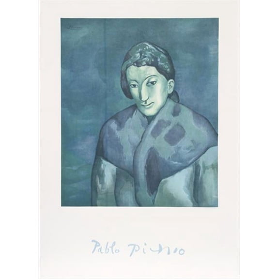 Pablo Picasso 7905 Buste de Femme- Lithograph on Paper 29 In. x 22 In. - Blue- Green- White