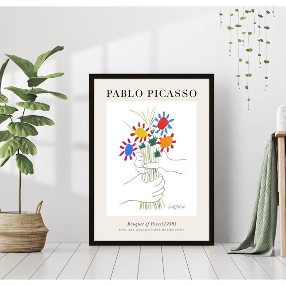 Pablo Picasso Bouquet Of Peace Exhibition Poster, Famous Painting Vintage Wall Art Print