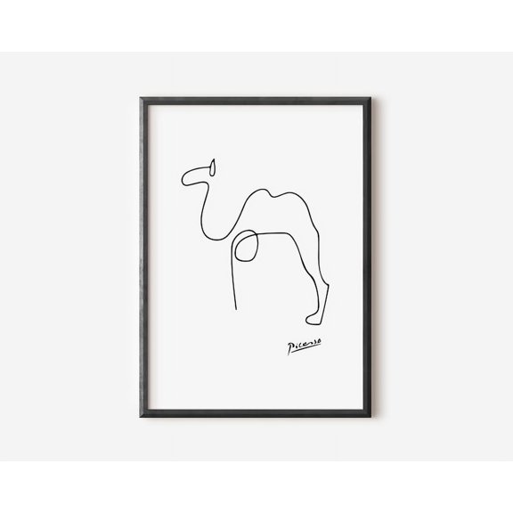Pablo Picasso Camel Poster, One Line Animal Drawing Minimalist Wall Art Print