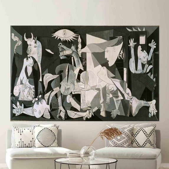 Pablo Picasso Canvas Print, Home Decor Canvas Art, Guernica Wall Art, Guernica Pablo Picasso, Reproduction Canvas Poster, Famous Canvas Decor, Canvas Wall Decor - Natural Framed
