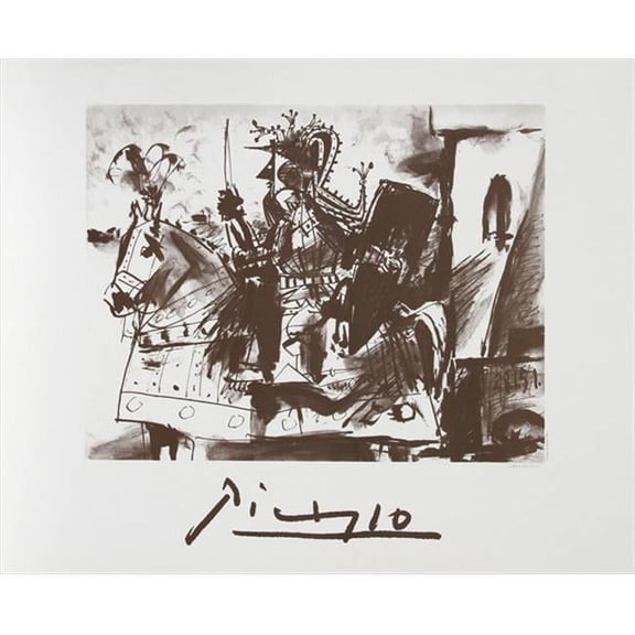 Pablo Picasso Cavalier en Armure - Black- White - 29 In. x 22 In.