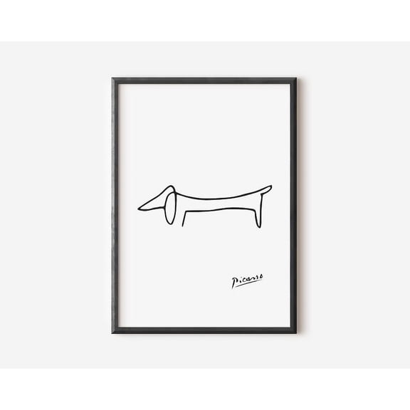 Pablo Picasso Dog Poster, One Line Animal Drawing Minimalist Wall Art Print