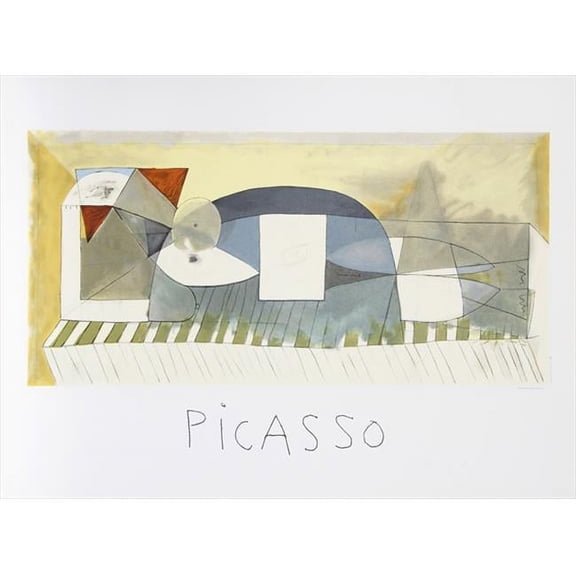 Pablo Picasso  Femme Allongee - Green- Gray- Yellow - Lithograph on Paper 29 In. x 22 In.