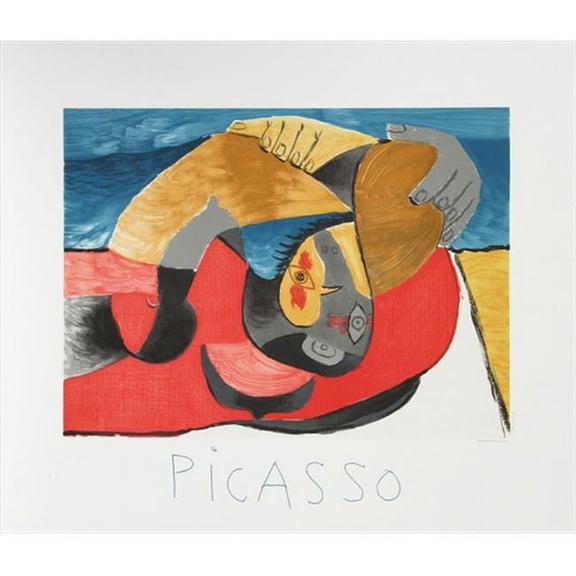 Pablo Picasso Femme Couchee- Lithograph on Paper - Red- Yellow- Blue