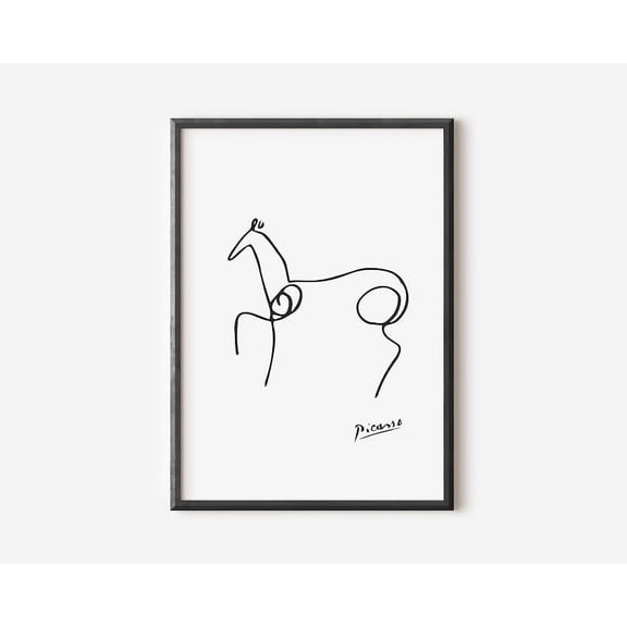 Pablo Picasso Horse Poster, One Line Animal Drawing Minimalist Wall Art Print