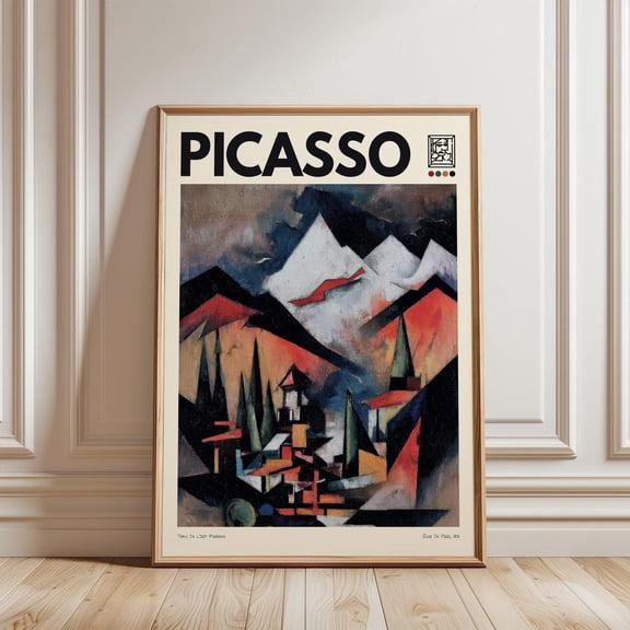 Pablo Picasso Inspired Abstract Mountain Landscape Wall Art Print