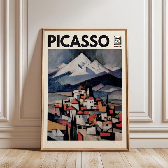 Pablo Picasso Inspired Landscape Print, Abstract Mountain Art