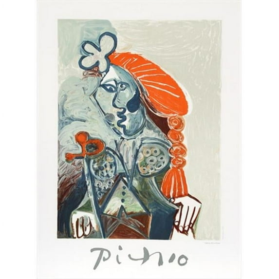Pablo Picasso La Femme Avec Le Beret Rouge - Orange-Gray-Brown - Lithograph on Paper 29 In. x 22 In.