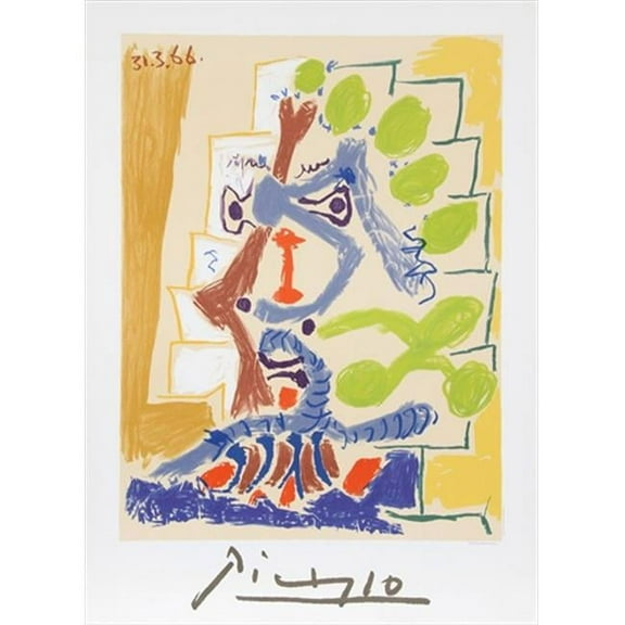 Pablo Picasso Le Peintre- Lithograph on Paper - Green- Blue- Red- Beige