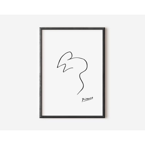 Pablo Picasso Mouse Poster, One Line Animal Drawing Minimalist Wall Art Print